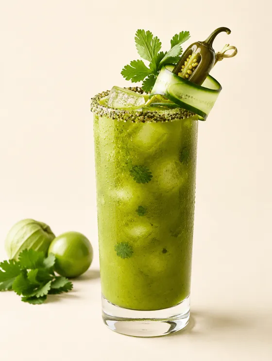 The Green — Break the colour: green tomato and tomatillo instead of red. Tequila base.